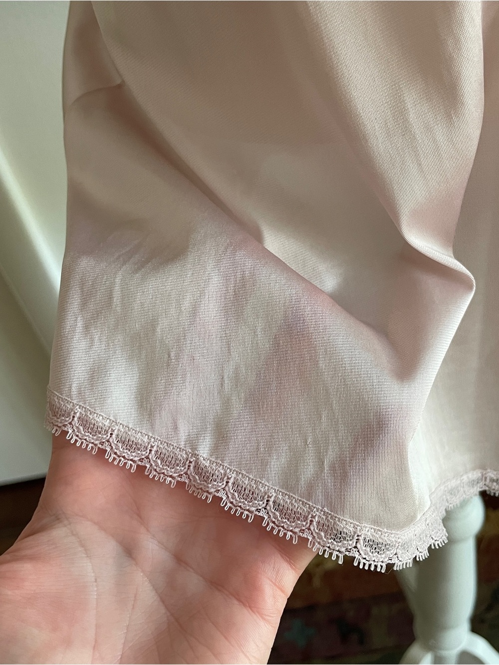 Vintage 70s Pink Satin Lace Slip Mini Dress XS/S Basque Coquette Bridal Lingerie - Picture 7 of 15
